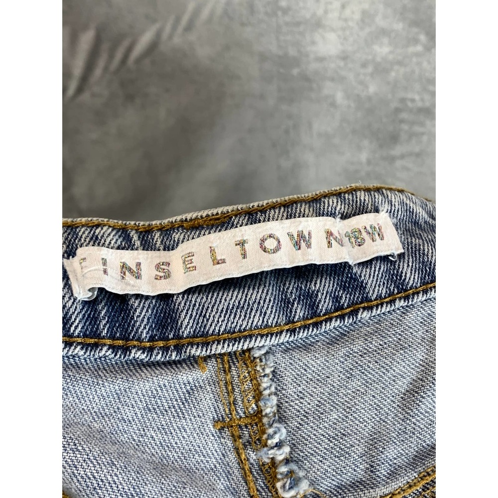 Tinseltown Junior's Plus Medium Wash High-Rise Distressed Wide-Leg Jeans SZ 18W - Picture 10 of 13